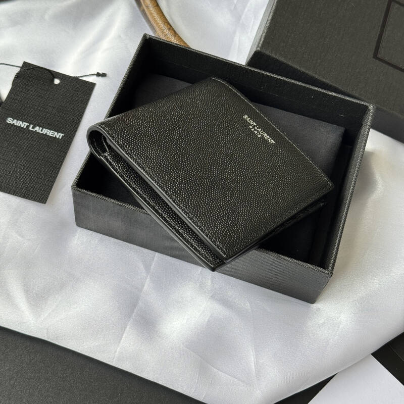 Saint Laurent Black grained leather wallet — 1:1 Replica