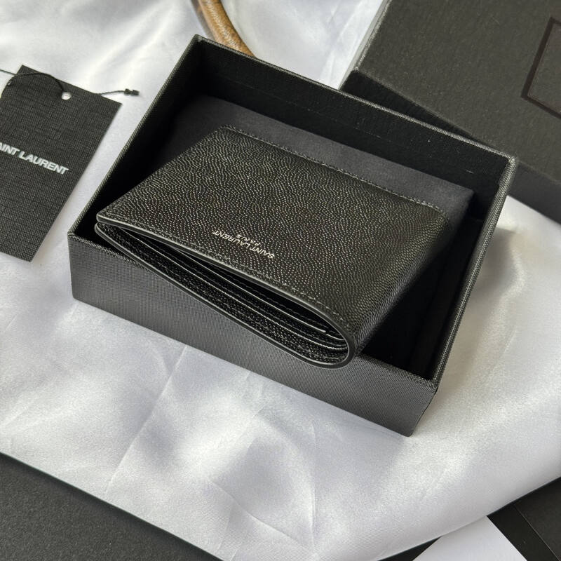 Saint Laurent Black grained leather wallet — 1:1 Replica