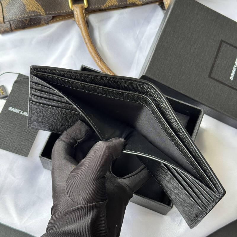 Saint Laurent Black grained leather wallet — 1:1 Replica