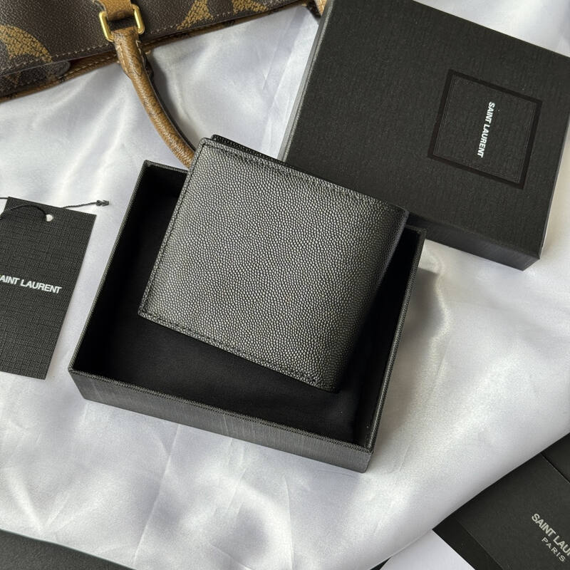 Saint Laurent Black grained leather wallet — 1:1 Replica