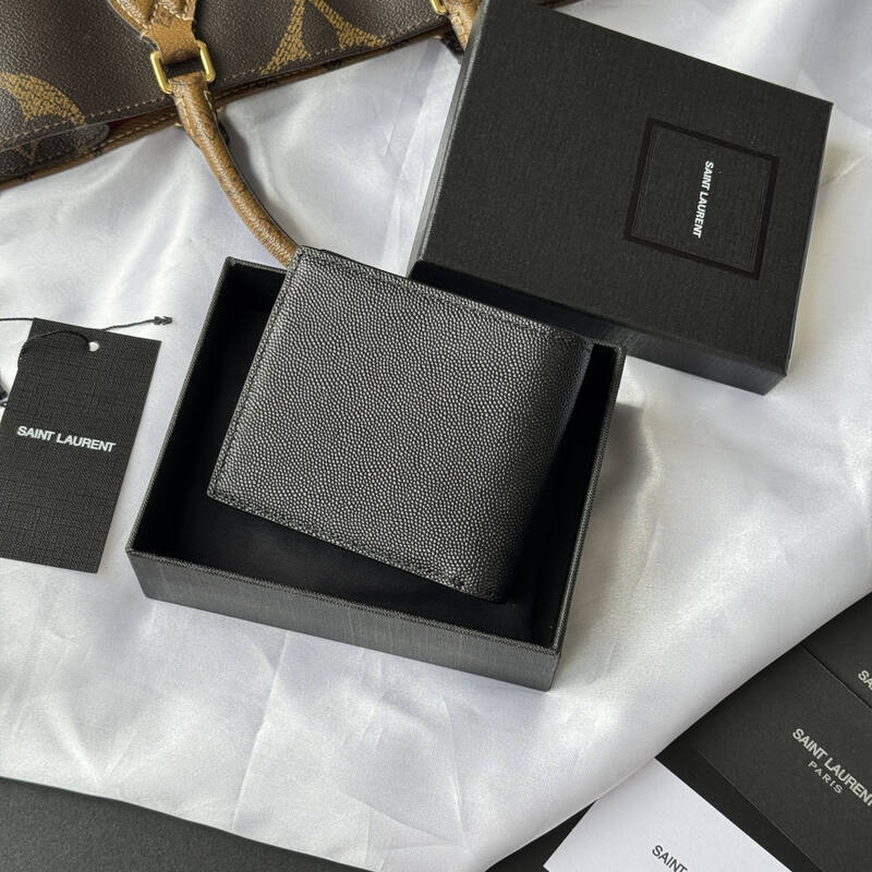 Saint Laurent Black grained leather wallet — Premium Replica