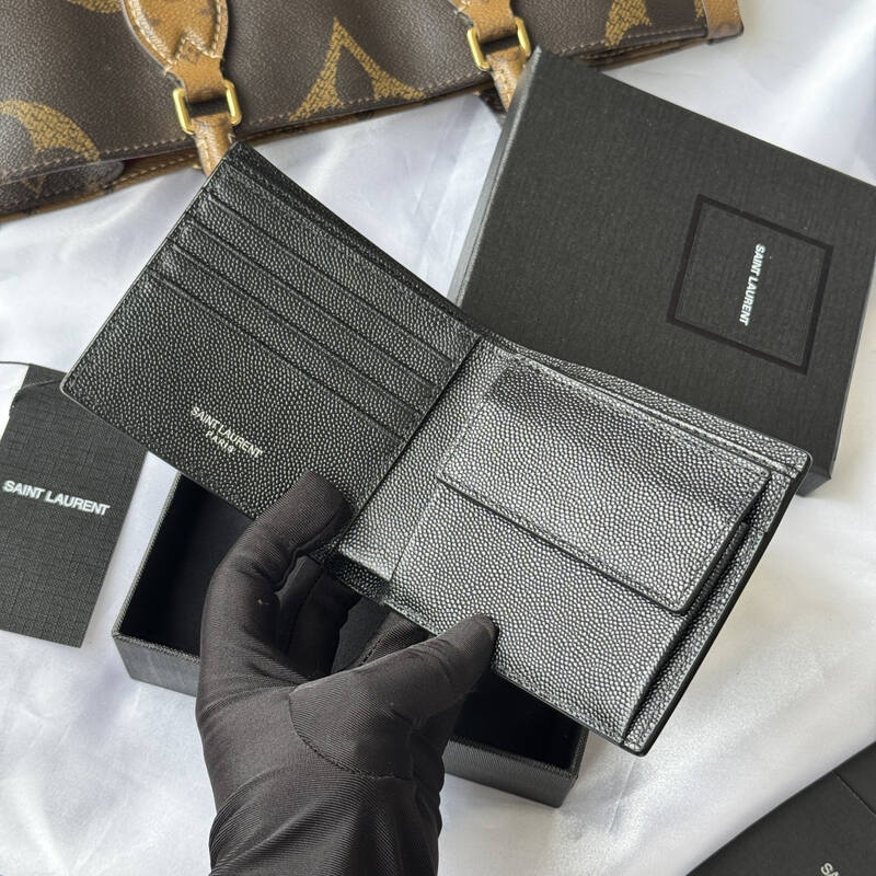 Saint Laurent Black grained leather wallet — Premium Replica