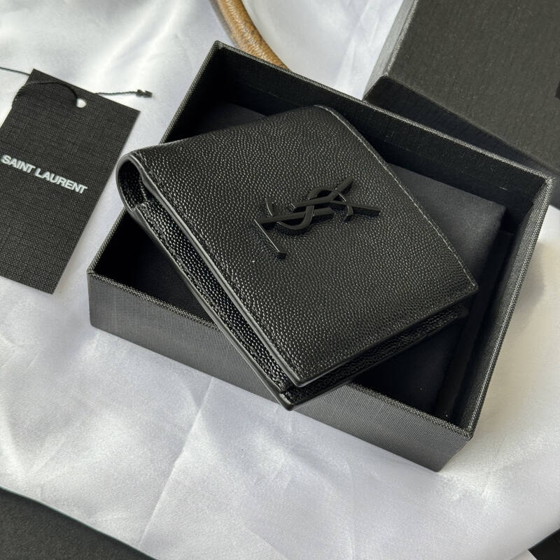 Saint Laurent Black grained leather wallet — Premium Replica
