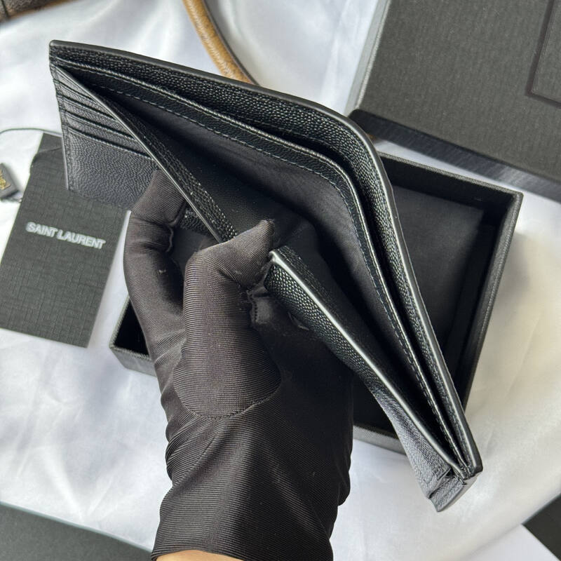 Saint Laurent Black grained leather wallet — Premium Replica