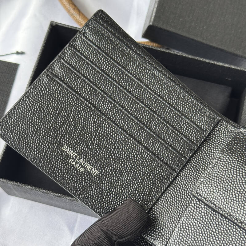 Saint Laurent Black grained leather wallet — Premium Replica