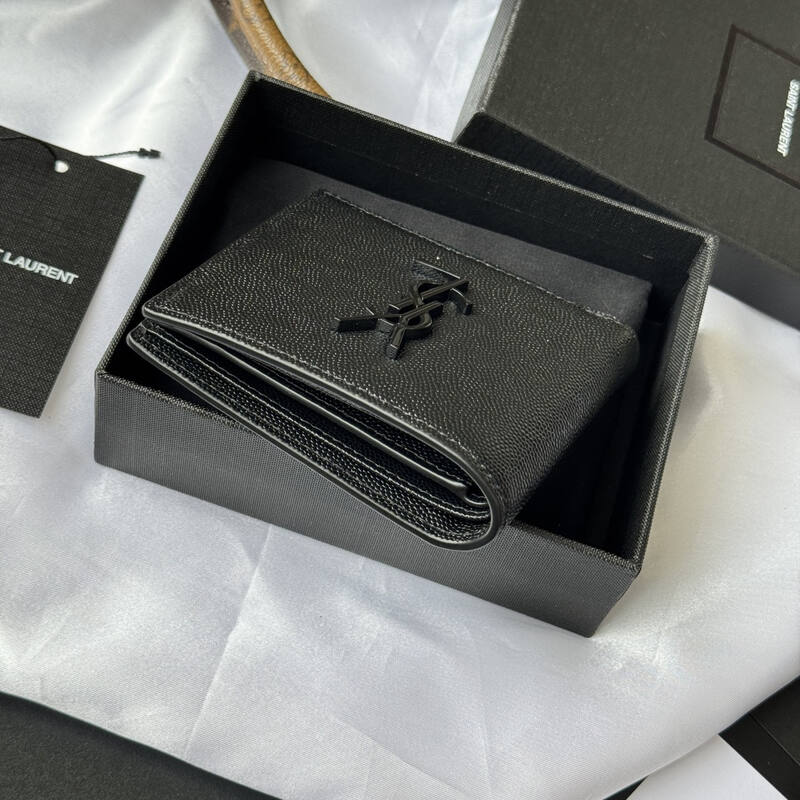 Saint Laurent Black grained leather wallet — Premium Replica