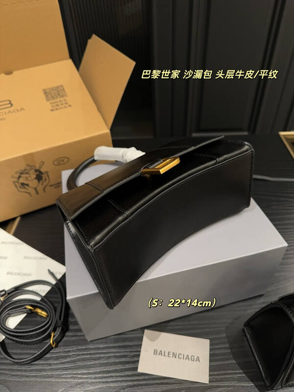 Balenciaga Hourglass Black smooth leather 22*14cm crossbody — AAA Quality Replica