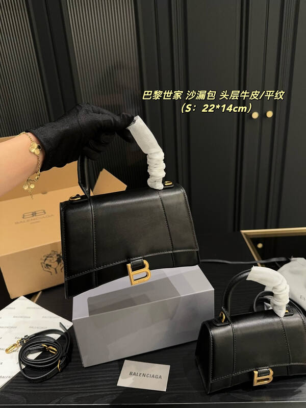 Balenciaga Hourglass Black smooth leather 22*14cm crossbody — AAA Quality Replica