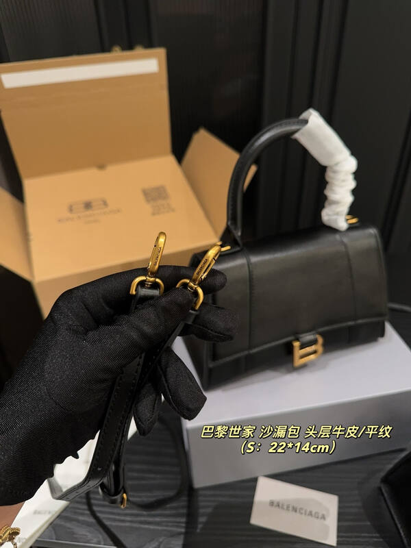 Balenciaga Hourglass Black smooth leather 22*14cm crossbody — AAA Quality Replica