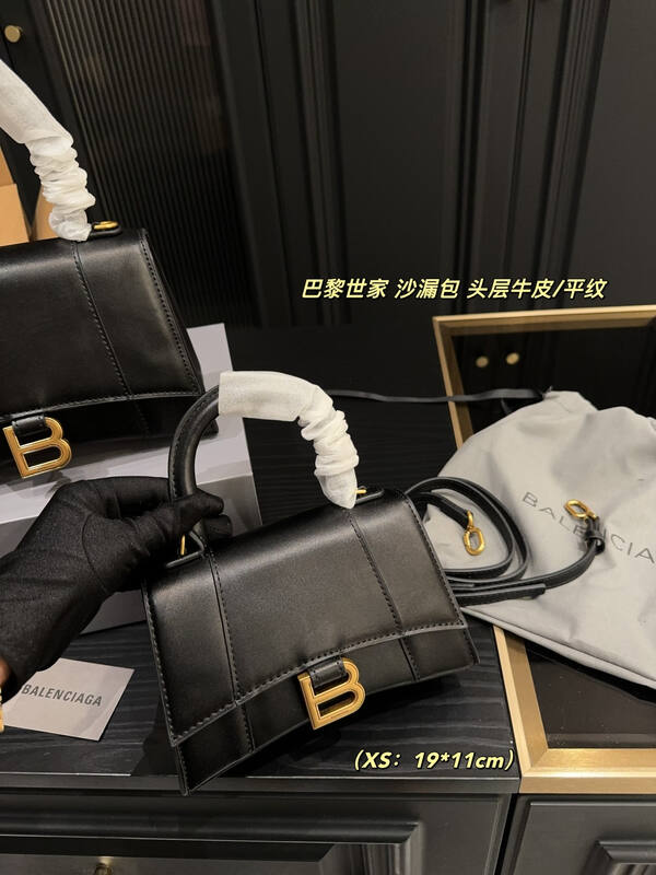 Balenciaga Hourglass Black smooth leather 22*14cm crossbody — AAA Quality Replica