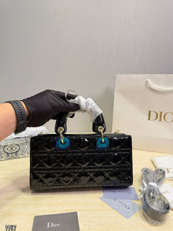 Dior Lady Black patent mini shoulder — Premium Replica