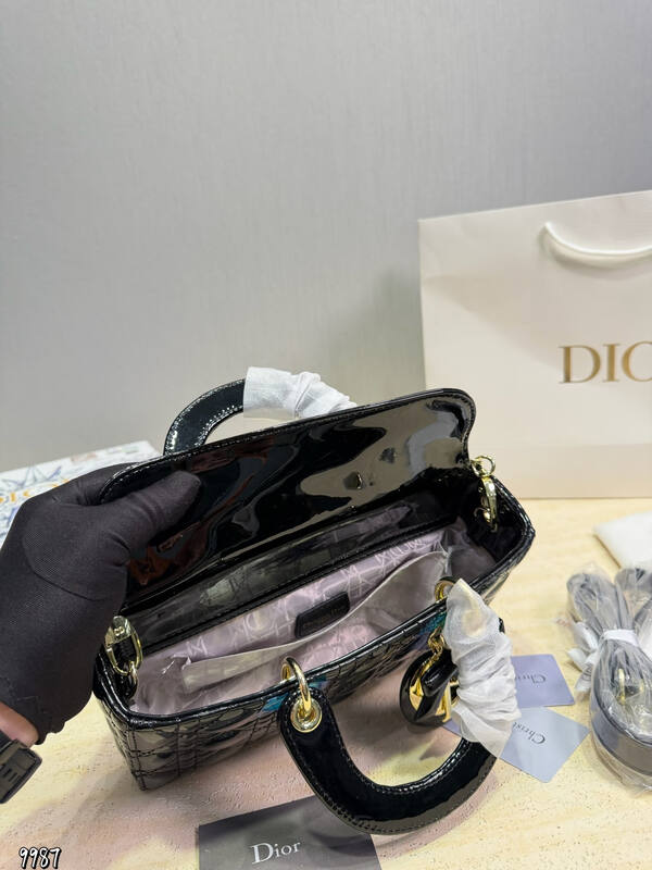 Dior Lady Black patent mini shoulder — Premium Replica