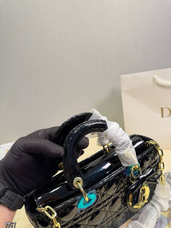 Dior Lady Black patent mini shoulder — Premium Replica