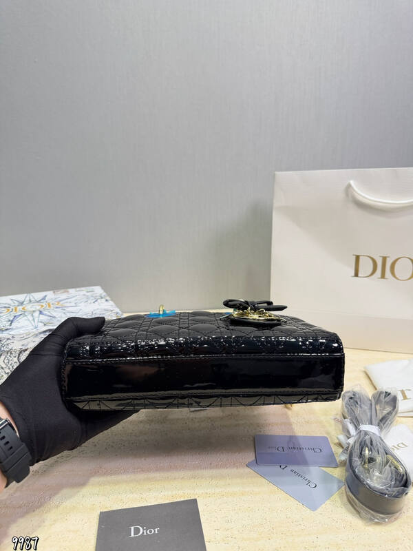 Dior Lady Black patent mini shoulder — Premium Replica