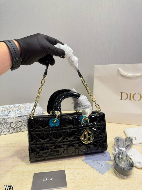 Dior Lady Black patent mini shoulder — Premium Replica