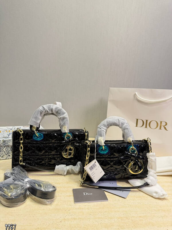 Dior Lady Grey patent 26 shoulder — Top Quality Replica