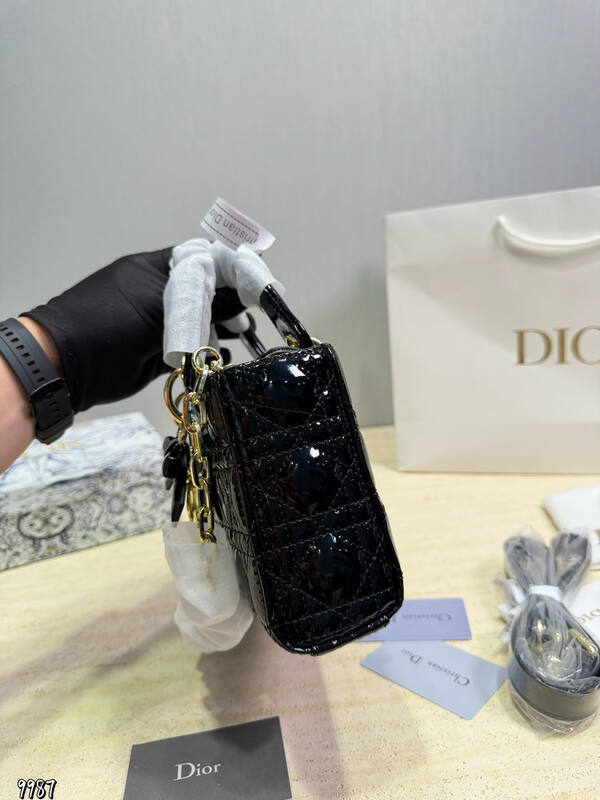 Dior Lady Black patent mini shoulder — Premium Replica