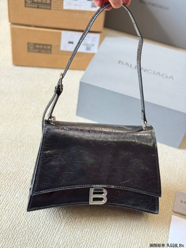 Balenciaga Crush Black cracked leather shoulder — 1:1 Replica