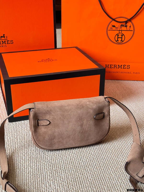 Hermes Mini Della Cavalleria Taupe Suede crossbody — 1:1 Replica