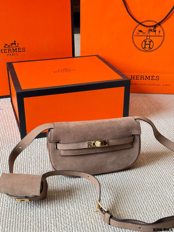 Hermes Mini Della Cavalleria Taupe Suede crossbody — 1:1 Replica