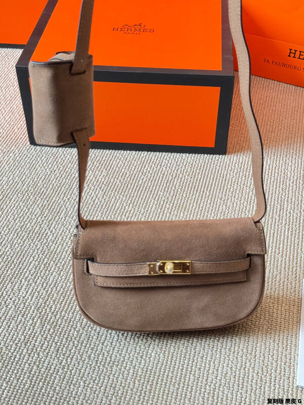 Hermes Mini Della Cavalleria Taupe Suede crossbody — 1:1 Replica