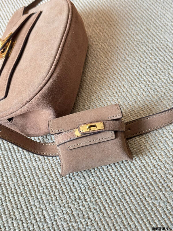 Hermes Mini Della Cavalleria Taupe Suede crossbody — 1:1 Replica