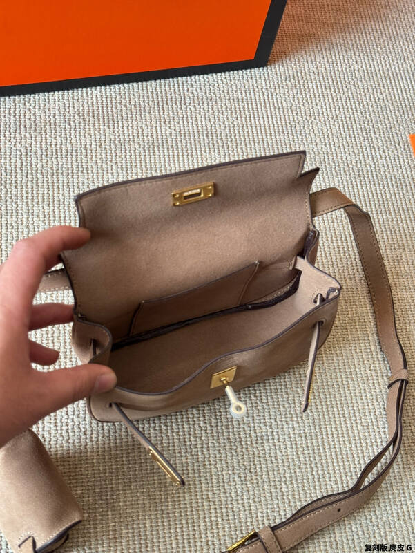 Hermes Mini Della Cavalleria Taupe Suede crossbody — 1:1 Replica