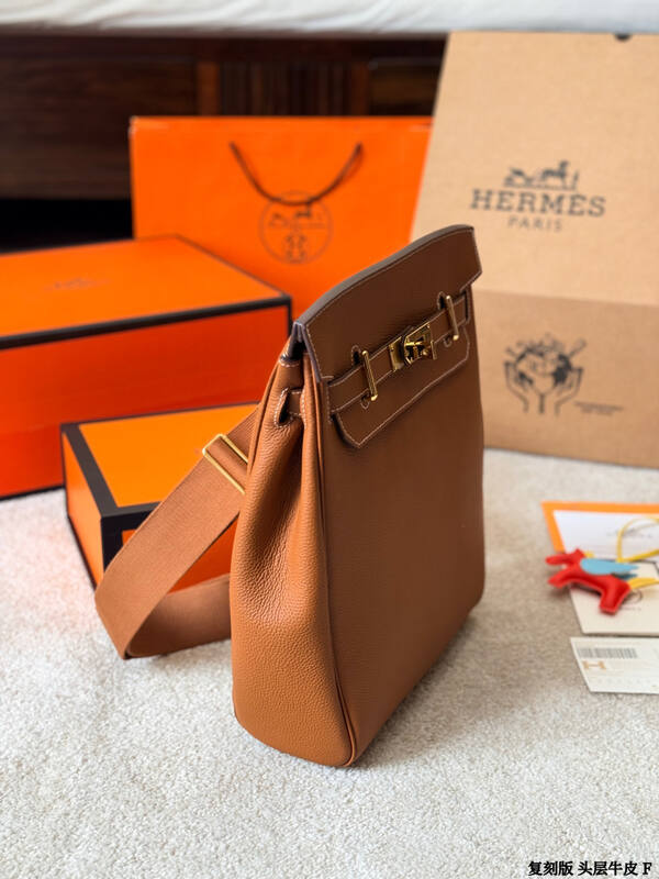 Hermes Haut a Courroies Gold brown leather travel — Premium Replica