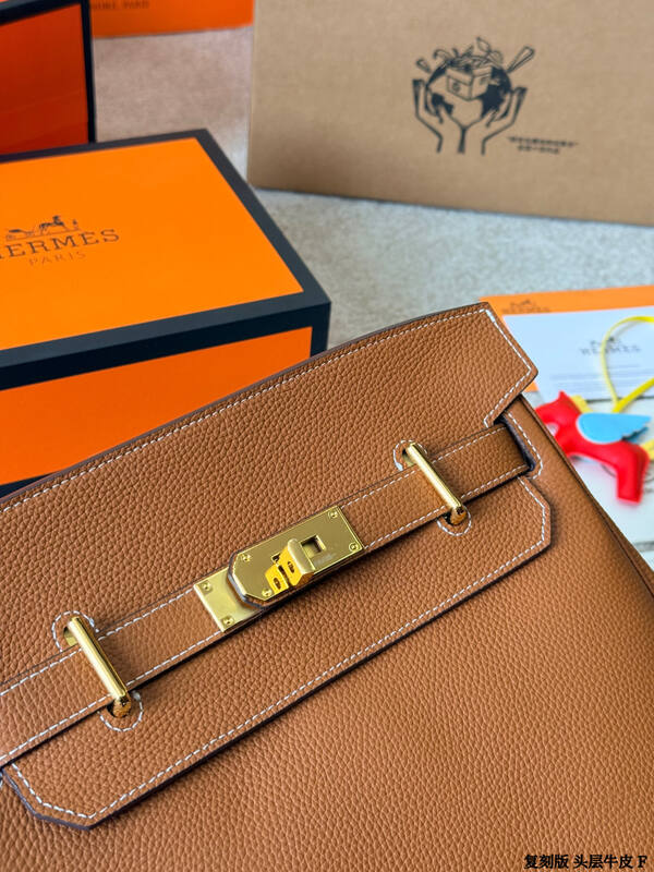Hermes Haut a Courroies Gold brown leather travel — Premium Replica