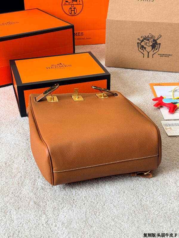Hermes Haut a Courroies Gold brown leather travel — Premium Replica