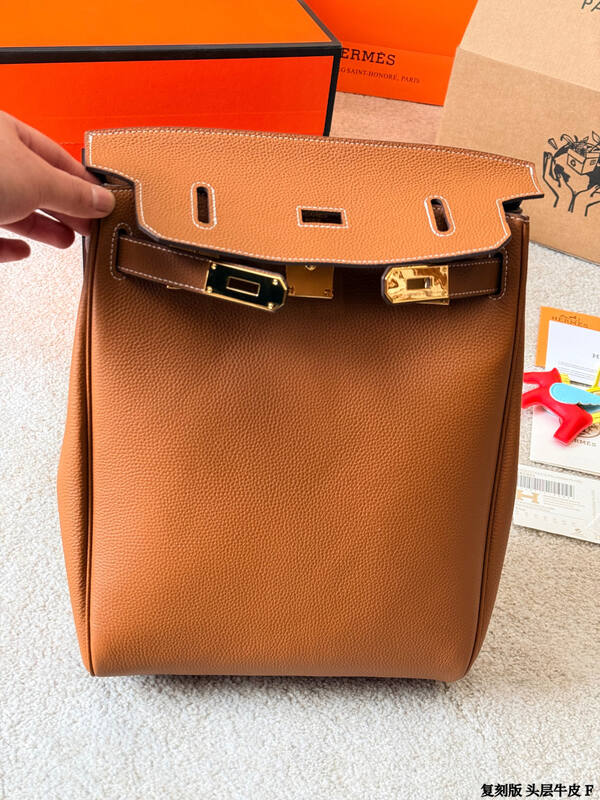 Hermes Haut a Courroies Gold brown leather travel — Premium Replica