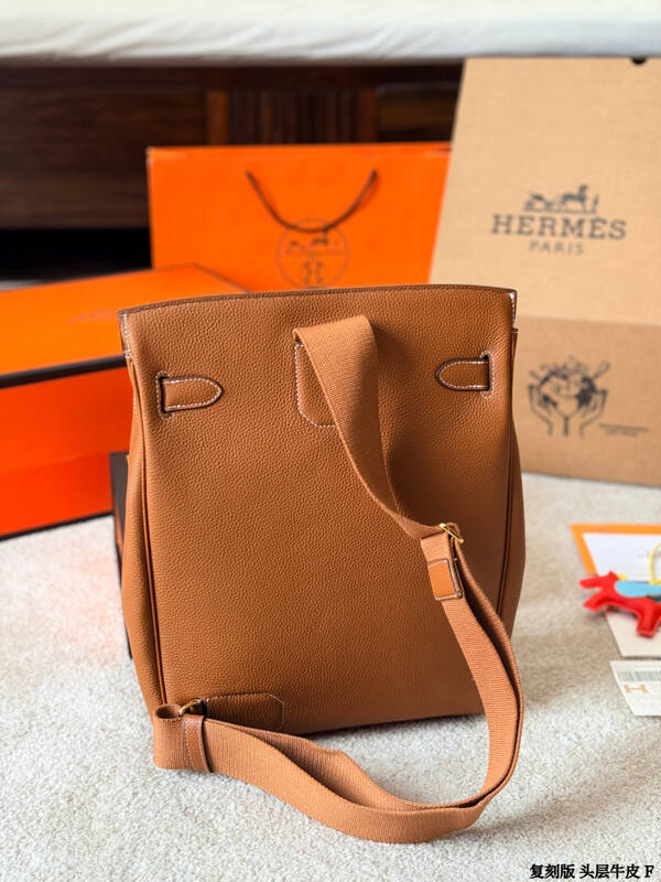 Hermes Haut a Courroies Gold brown leather travel — Premium Replica