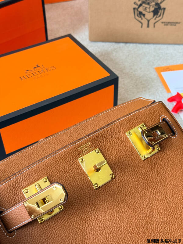 Hermes Haut a Courroies Gold brown leather travel — Premium Replica