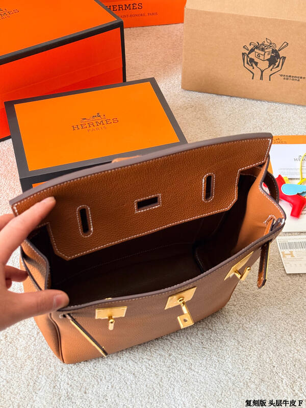 Hermes Haut a Courroies Gold brown leather travel — Premium Replica
