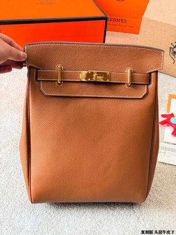 Hermes Haut a Courroies Gold brown leather travel Premium Replica