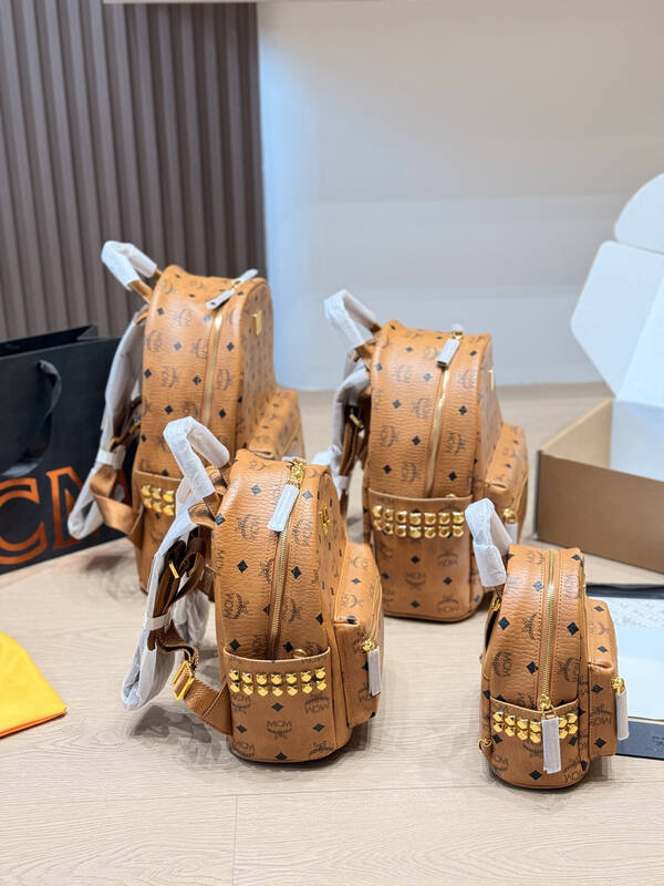 MCM Stark Cognac Visetos backpack — Top Quality Replica