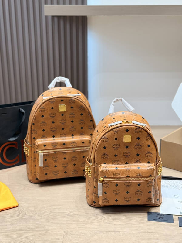 MCM Stark Cognac Visetos backpack — Top Quality Replica