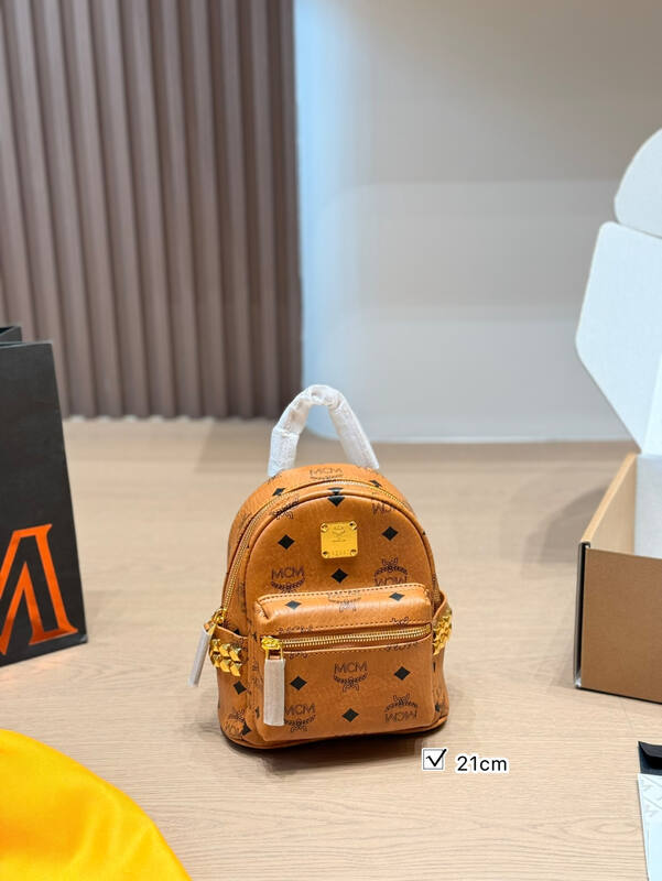 MCM Stark Cognac Visetos backpack — Top Quality Replica