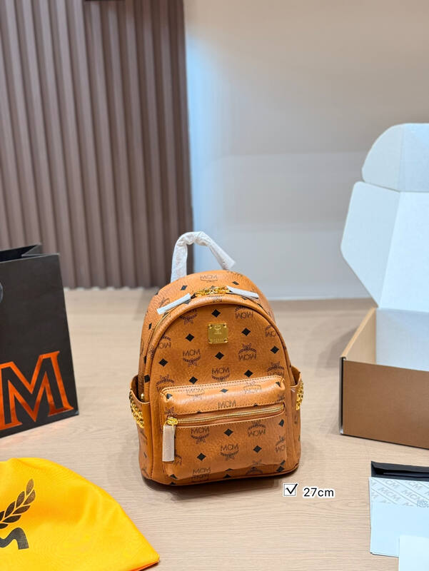 MCM Stark Cognac Visetos backpack — Top Quality Replica