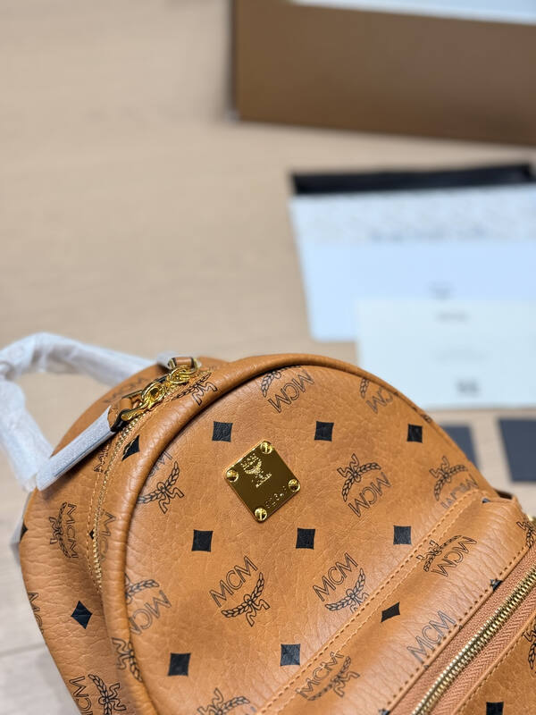 MCM Stark Cognac Visetos backpack — Top Quality Replica