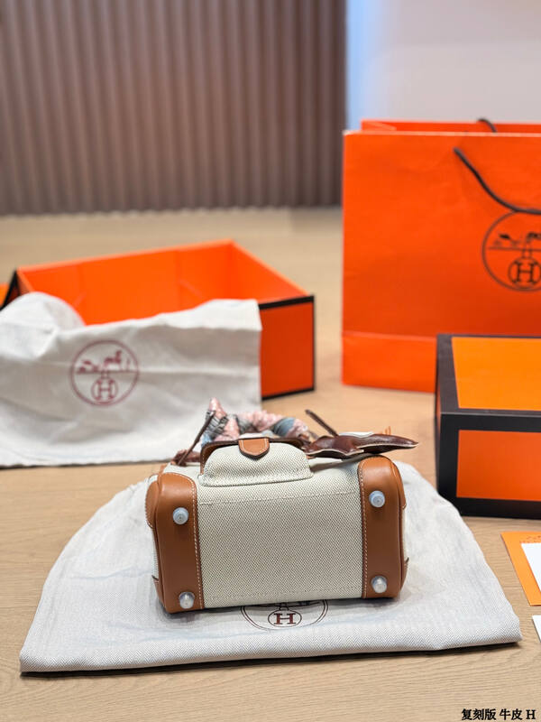 Hermes Birkin Beige canvas and Brown leather handbag — AAA Quality Replica