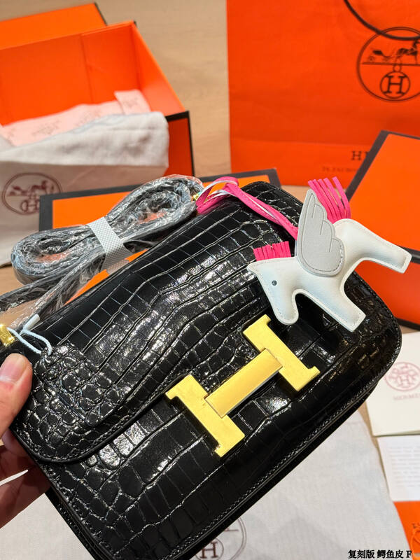 Hermes Constance Black crocodile leather shoulder — 1:1 Replica