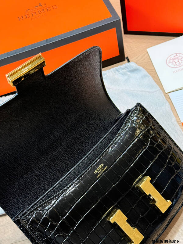 Hermes Constance Black crocodile leather shoulder — 1:1 Replica