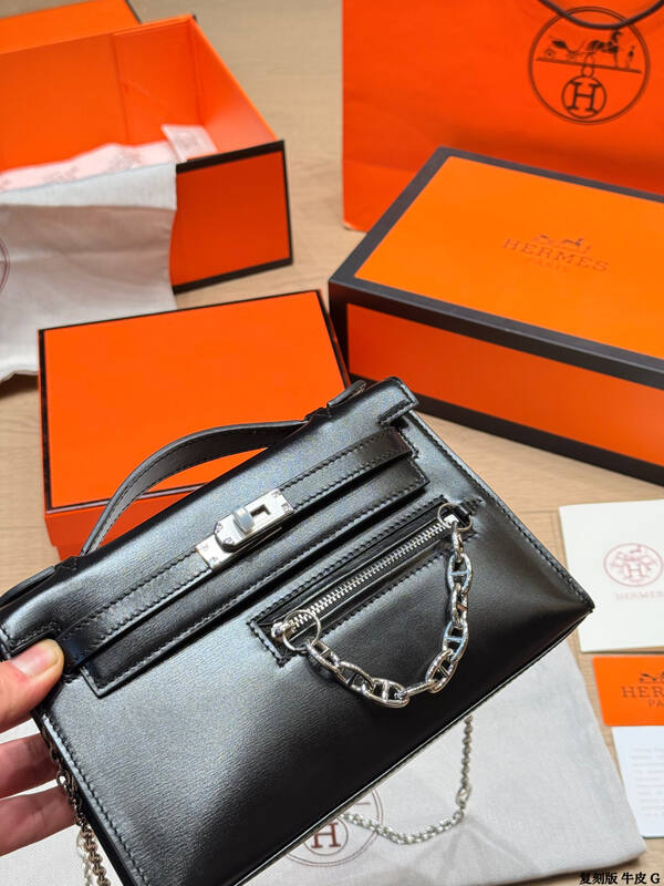 Hermes Kelly Danse Black crossbody — AAA Quality Replica