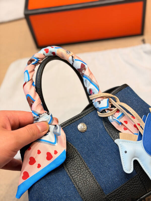 Hermes Garden Party Blue denim and Black leather everyday — 1:1 Replica