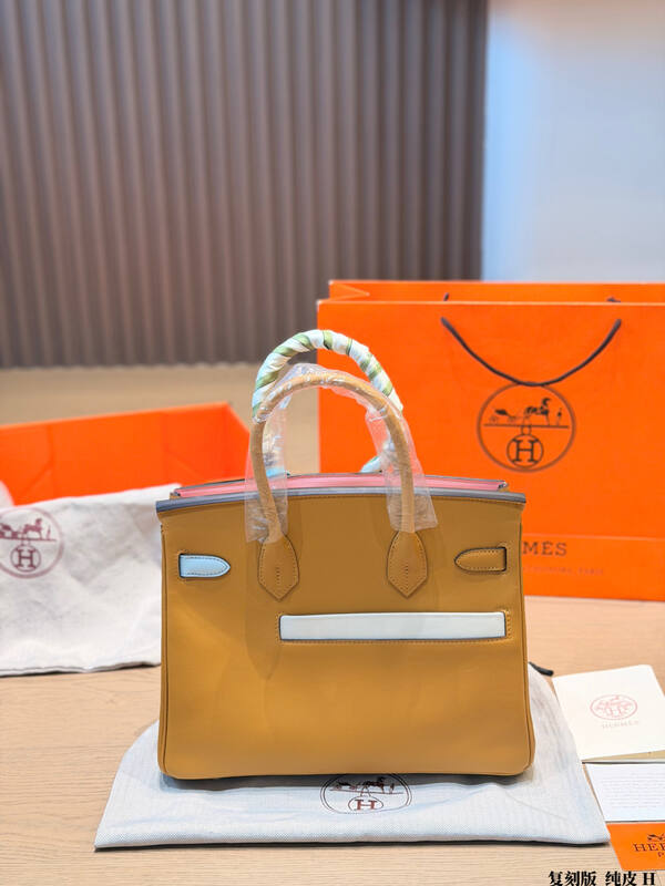 Hermes Birkin Tan with yellow pocket handbag — Premium Replica