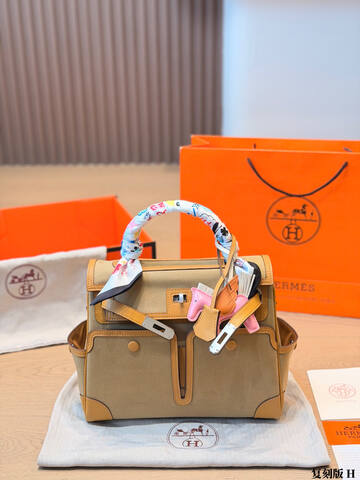 Hermes Cargo Birkin Toile and tan 28 tote Premium Replica