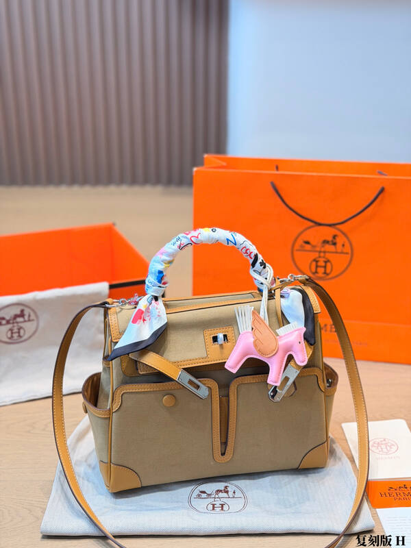 Hermes Cargo Birkin Toile and tan 28 tote — Premium Replica