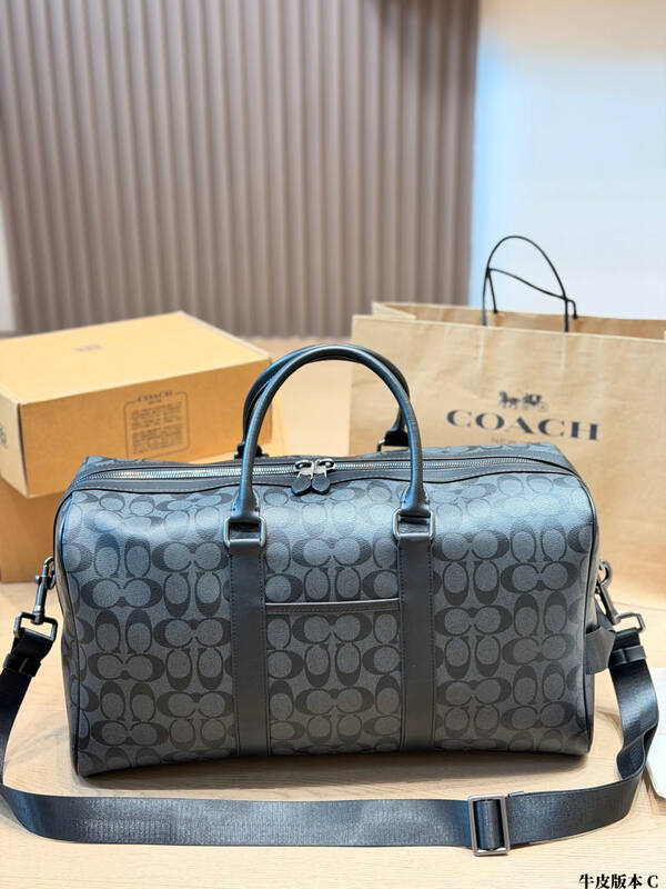 Coach Charcoal Signature Canvas with patches 45x26x20cm travel bag / luggage bag / duffle bag — Premium Replica
