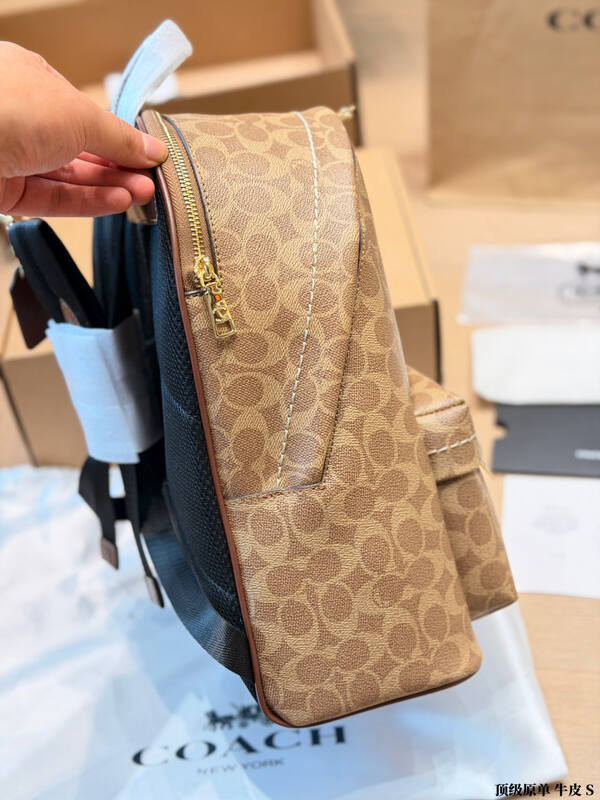 Coach Khaki Signature Coated Canvas 25x30x12cm backpack — Premium Replica